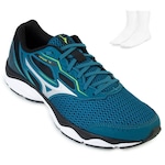 Tênis Mizuno Wave Hawk 4 - Masculino + Par de Meias AZUL/PRETO