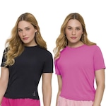 Camiseta Térmica Selene Proteção Uv - 2 Unidades - Feminina PRETO/ROSA