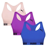 Kit Top Puma Nadador Sem Costura - Feminino - 3 Unidades Azul/Roxo Cla