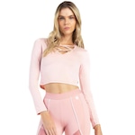 Blusa Cropped Vestem Manga Longa Baru - Feminina ROSA