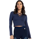 Blusa Cropped Vestem Manga Longa Baru - Feminina AZUL