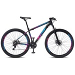 Bicicleta Aro 29 KRW R27 Alumínio - Freio a Disco - Câmbio Sunrun - 27 Velocidades - Unissex PRETO/ROSA