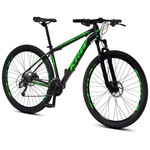 Bicicleta Aro 29 KRW R2 Alumínio - Freio Hidráulico - Câmbio Sunrun Yamada - 24 Velocidades - Unissex PRETO/VERDE