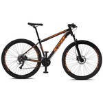 Bicicleta Aro 29 KRW R4 Alumínio - Freio a Disco Hidráulico e Trava - Câmbio Sunrun - 27 Velocidades - Unissex PRETO/LARANJA