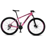 Bicicleta Aro 29 KRW R4 Alumínio - Freio a Disco Hidráulico e Trava - Câmbio Sunrun - 27 Velocidades - Unissex ROSA/PRETO