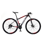 Bicicleta KRW SX7 Traction Alumínio - Aro 29 - Freio Hidráulico - Câmbio Shimano TZ 24 - Velocidades - Unissex PRETO/VERMELHO