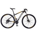 Bicicleta KRW SX43 Traction Alumínio - Aro 29 - Freio Hidráulico - Câmbio Sunrun - 27 Velocidades - Unissex PRETO/OURO