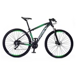 Bicicleta KRW SX35 Traction Alumínio - Aro 29 - Freio Hidráulico - Câmbio Importado - 24 Velocidades - Unissex PRETO/VERDE