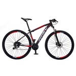 Bicicleta KRW SX55 Traction Alumínio - Aro 29 - Freio Hidráulico com Trava - Câmbio Sunrun - 27 Velocidades - Unissex PRETO/VERMELHO