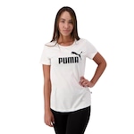 Camiseta Puma Essentials Logo - Feminino BRANCO/PRETO