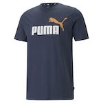 Camiseta Puma Ess+ 2 Logo - Masculina AZUL ESC/LARANJA