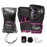 Kit de Boxe Naja: Luvas + Bandagem + Bucal - Adulto PRETO/ROSA