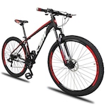 Bicicleta Aro 29 KSW Xlt Aluminio 32r - Freio a Disco - Câmbios Shimano - 21V - Adulto PRETO/VERMELHO