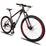 Bicicleta Aro 29 KSW XLT MTB Aluminio - Freio a Disco - Câmbios Shimano - 24V - Adulto PRETO/VERMELHO