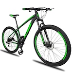 Bicicleta Aro 29 KSW XLT MTB Aluminio - Freio a Disco - Câmbios Shimano - 24V - Adulto PRETO/VERDE