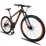 Bicicleta Aro 29 KSW XLT MTB Aluminio - Freio a Disco - Câmbios Shimano - 24V - Adulto PRETO/LARANJA