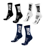 Kit Meia Cano Alto HUPI Run - 3 Pares - Adulto PRETO/AZUL