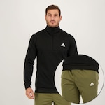 Agasalho sem Capuz adidas Malha Pequeno Logo - Masculino PRETO