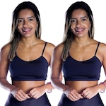 Kit Top Fitness Belmento Alcinha com Bojo Fitness Academia Esporte Lazer - 2 Unidades - Feminino PRETO