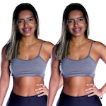 Kit Top Fitness Belmento Alcinha com Bojo Fitness Academia Esporte Lazer - 2 Unidades - Feminino CINZA