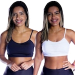 Kit Top Fitness Belmento Alcinha com Bojo Fitness Academia Esporte Lazer - 2 Unidades - Feminino PRETO/BRANCO