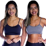 Kit Top Fitness Belmento Alcinha com Bojo Fitness Academia Esporte Lazer - 2 Unidades - Feminino PRETO/CINZA