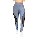 Calça Arrastão Legging Belmento Detalhe Rede Academia Fitness Suplex - Feminina CINZA