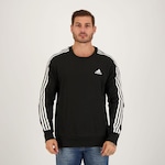 Blusão de Moletom adidas 3 Listras - Masculino PRETO