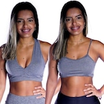 Kit de Top Nadador com Bojo Suplex Alcinha Fitness - 2 unidades - Feminino CINZA