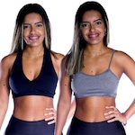 Kit de Top Nadador com Bojo Suplex Alcinha Fitness - 2 unidades - Feminino PRETO/CINZA