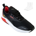 Tênis Puma Ferrari Electron E Pro + Par de Meias - Masculino PRETO/VERMELHO