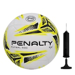 Kit Penalty: Bola de Futsal RX 500 XXIII + Bomba de Ar BRANCO/AMARELO