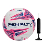 Kit Penalty: Bola de Futsal RX 500 XXIII + Bomba de Ar BRANCO/ROSA