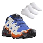 Tênis Salomon Speedcross 6 - Masculino + 3 Pares de Meias AZUL/LARANJA