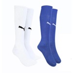 Kit de Meiões Puma Liga Core com 2 Pares - Adulto BRANCO/AZUL