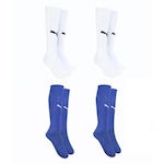 Kit de Meiões Puma Liga Core com 4 Pares - Adulto BRANCO/AZUL