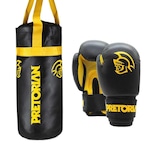 Kit de Lutas Pretorian Boxe e Muay Thai com Saco de Pancada + Luvas 2 - Infantil PRETO