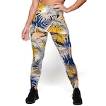 Calça Legging MVB Modas Suplex Saia Tapa Bumbum Estampada Cintura Alta - Feminina AMARELO/BRANCO