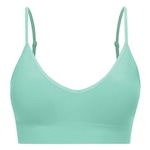 Top Fitness She Triângulo Microfibra sem Costura Canelado - Feminino Verde Cla/Verde Esc