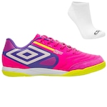 Chuteira Futsal Umbro Pro 5 Bump Club + Par de Meias - Adulto ROSA/AZUL