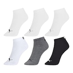 Kit de Meias Sapatilha Puma Esportiva - 6 Pares - Masculina BRANCO/CINZA ESC