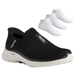 Kit Tênis Skechers Go Walk 6 + 3 Pares de Meias - Masculino PRETO