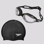 Kit Speedo: Touca + Óculos de Natação Hydrovision - Adulto PRETO