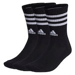 Kit Meia Cano Alto adidas 3 Listras - 3 Pares - Adulto PRETO/BRANCO