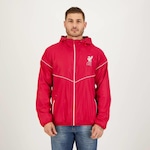 Jaqueta Corta Vento com Capuz Liverpool Futfanatics - Masculina VERMELHO