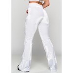 Calça Flare Veludo Molhado Pantalona Cintura Alta Mvb Modas - Feminina BRANCO