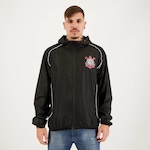 Jaqueta Corta Vento com Capuz do Corinthians Losangulo Futfanatics - Masculina PRETO