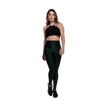 Conjunto Fitness Cós Alto Tecido Canelado Gloss Glamour - Feminino VERDE