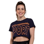 Blusa Cropped Fitness Básico Hoopfit Academia - Feminina AZUL ESCURO