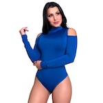 Body Fitness Mvb Modas Manga Longa Gola Alta Ombro - Feminino AZUL